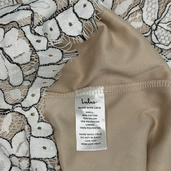 Lulus Women’s White Floral Lace Overlay Mini Dress Size S Halter Spaghetti Strap - Picture 8 of 10